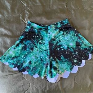 Black Milk Green Galaxy Shorties size M